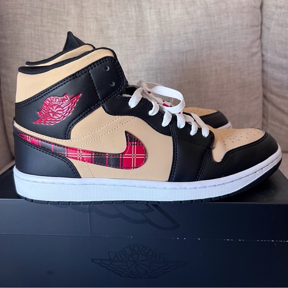 Nike Other - Nike Air Jordan 1 Mid SE Tartan Swoosh Sneakers